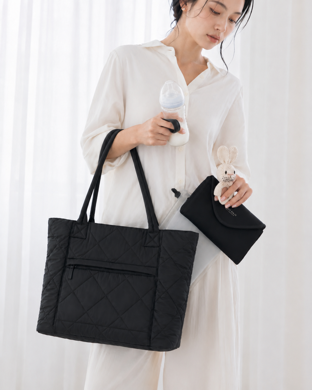 AMELIE 3-Way Quilted Diaper Bag Tote