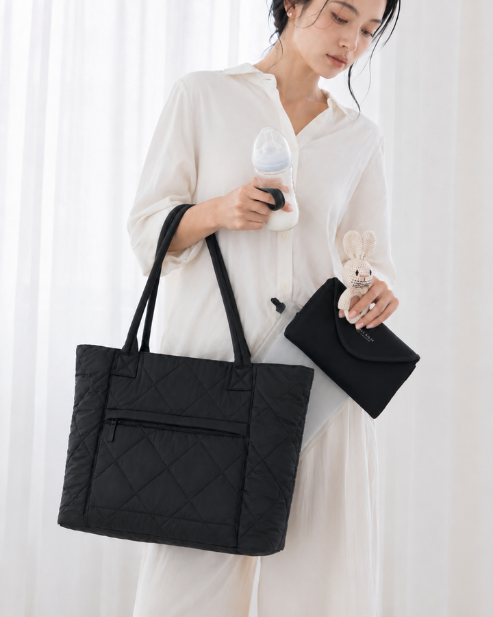 AMELIE 3-Way Quilted Diaper Bag Tote