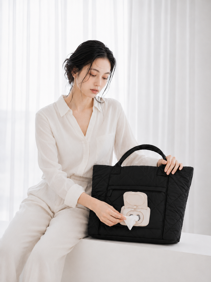 AMELIE 3-Way Quilted Diaper Bag Tote